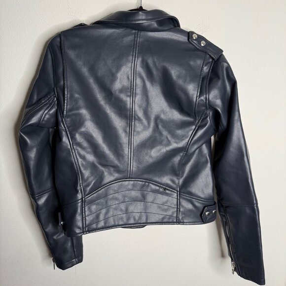 Blank NYC Women's Black Faux Leather Moto Zip Up Jacket - Size M Medium - Picture 2 of 3